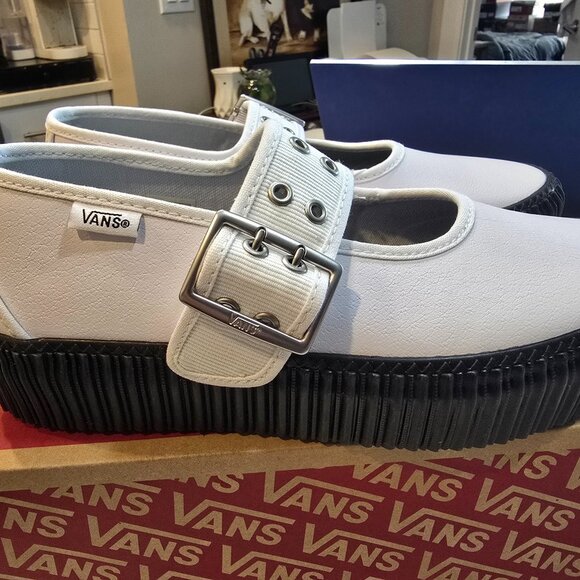 Vans Shoes - VANS Mary Jane Creeper VN000D07YB21 White Black Women's Size 8.5 NEW Mens Sz 7